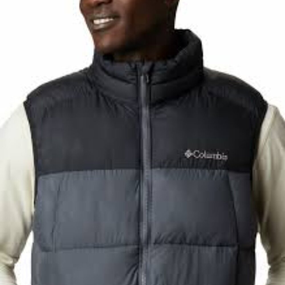 Columbia Men's Gray Black Pike Lake Fill Thermal Puffer Vest Size M‎
